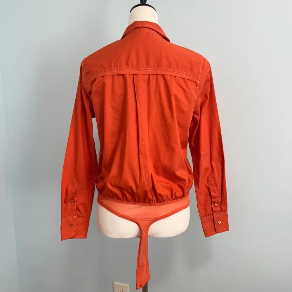 Free People Intimately Power  Move Button Down Woven‎ Bodysuit Size S